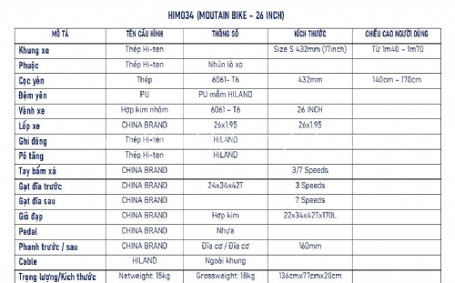 Xe đạp HIM034 trắng
