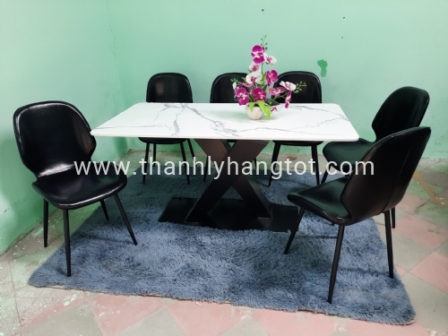 Bộ bàn ăn mặt đá 80x160