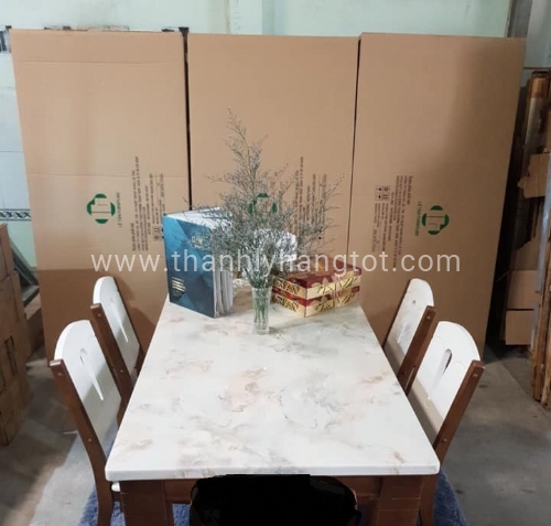 Bộ bàn ăn mặt đá 4 ghế 1400x800x750